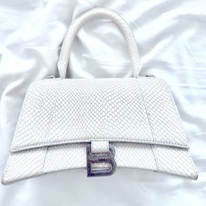 balenciaga Small Hourglass Python Embossed Leather Top Handle Bag
